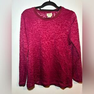 Ariat maroon animal print burnout long sleeved shirt, XXL